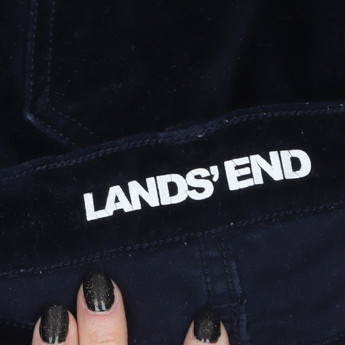 Lands' End Womens Blue Velvet Slim Trousers Size 14-16