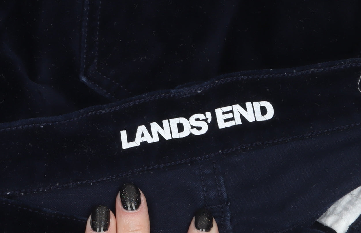 Lands' End Womens Blue Velvet Slim Trousers Size 14-16