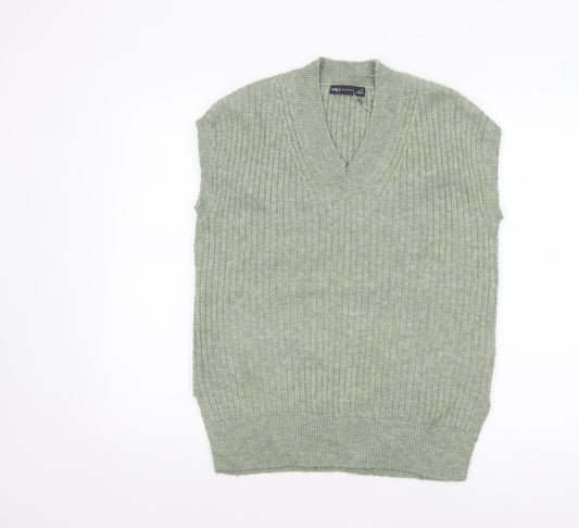 Marks and Spencer Women’s Green Ribbed Knit V-Neck Vest XS