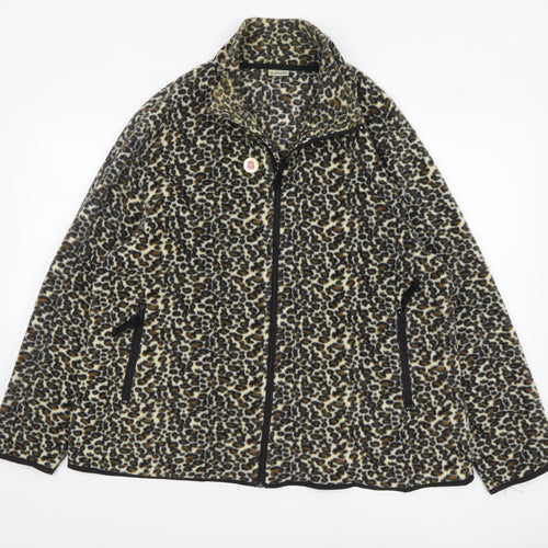 Damart Women’s Brown Leopard Print Fleece Jacket Size 18