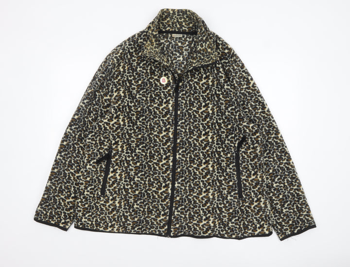 Damart Women’s Brown Leopard Print Fleece Jacket Size 18