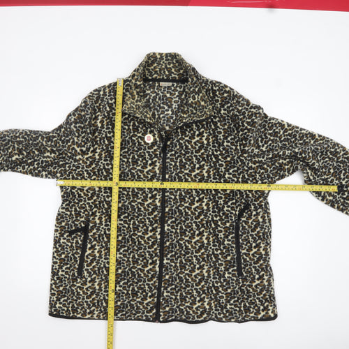 Damart Women’s Brown Leopard Print Fleece Jacket Size 18
