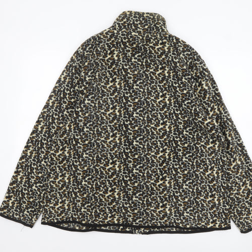 Damart Women’s Brown Leopard Print Fleece Jacket Size 18