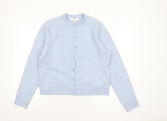 Marks and Spencer Women's Blue Cardigan M Crew Neck Wool Blend