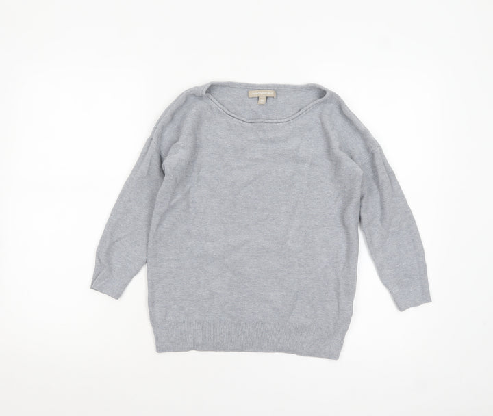 Banana Republic Women Grey XS Boat Neck Cotton Jumper