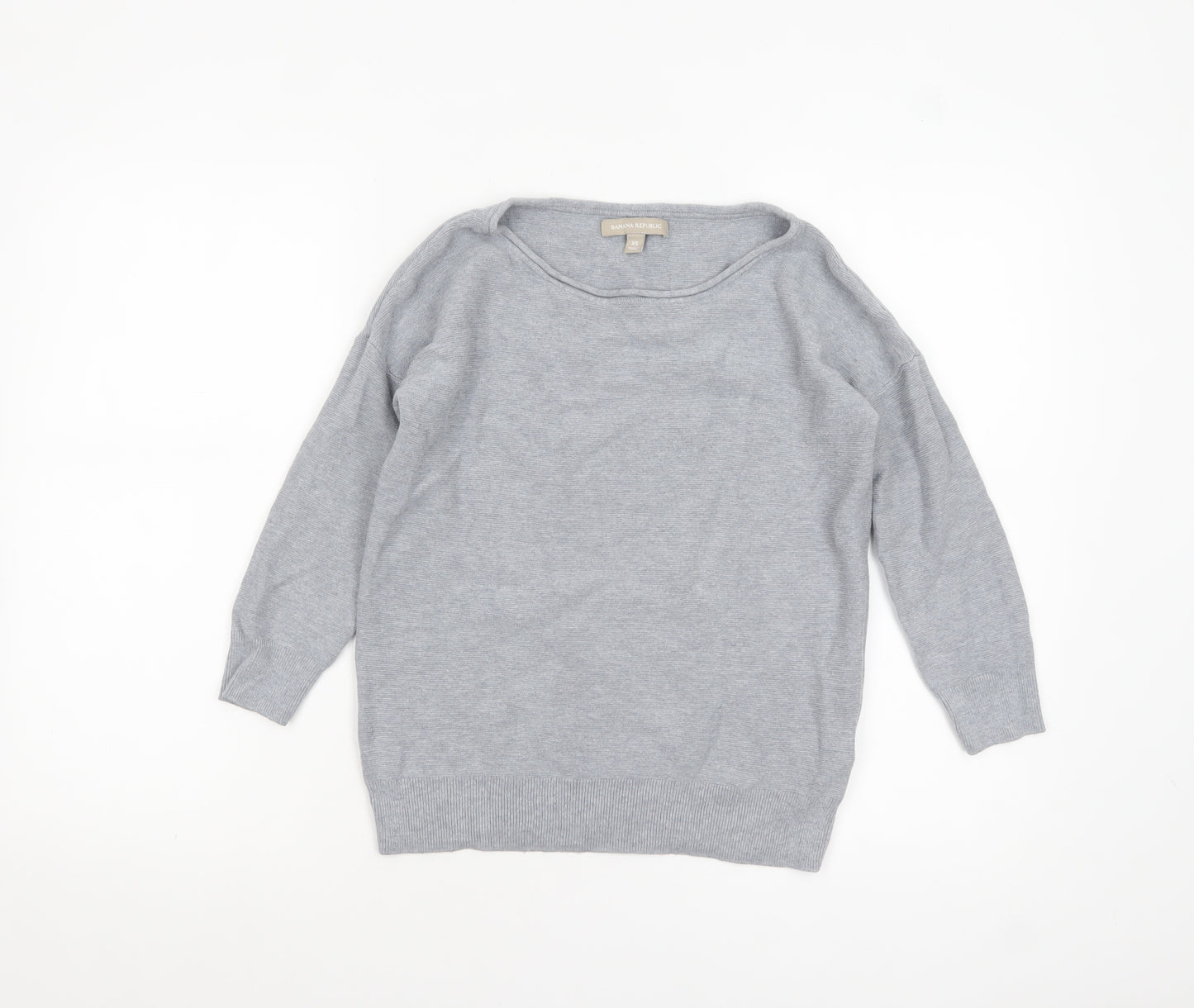 Banana Republic Women Grey XS Boat Neck Cotton Jumper