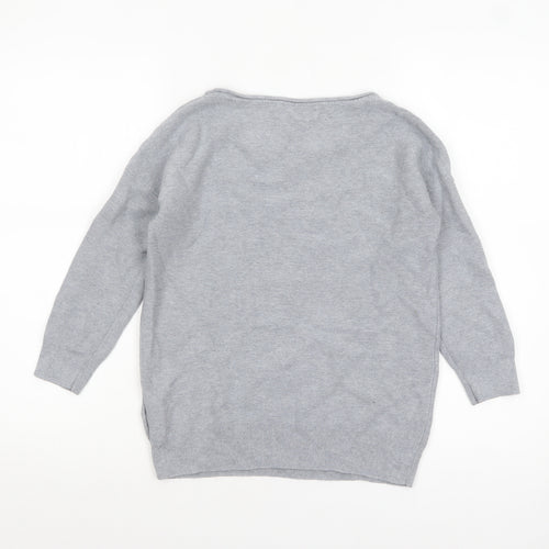 Banana Republic Women Grey XS Boat Neck Cotton Jumper