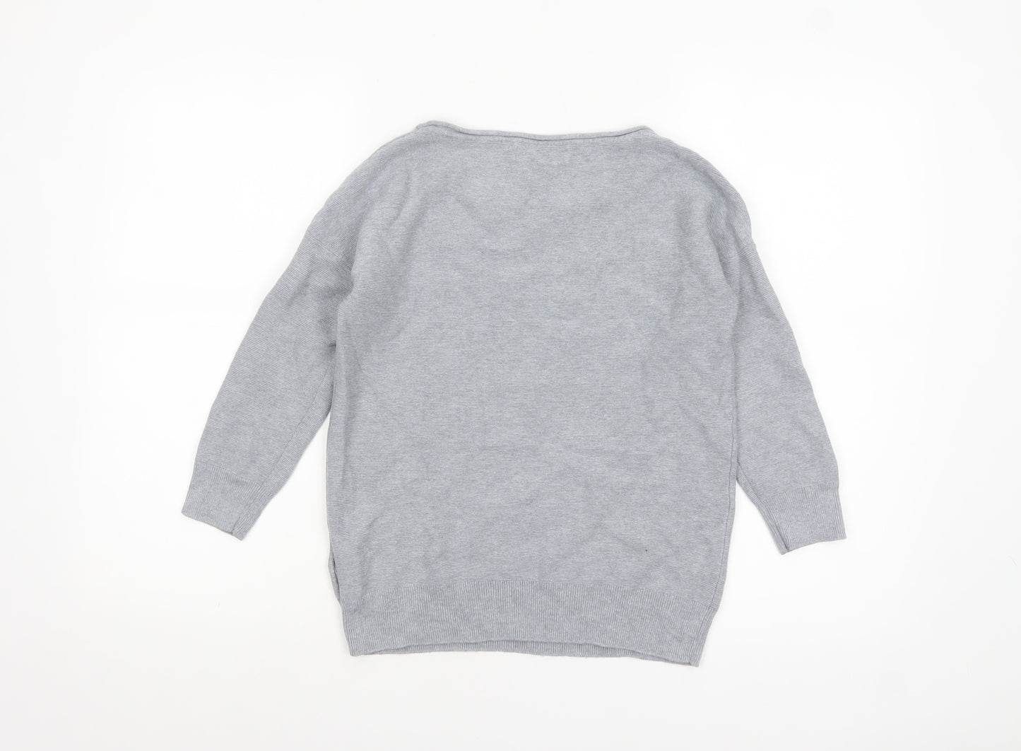Banana Republic Women Grey XS Boat Neck Cotton Jumper