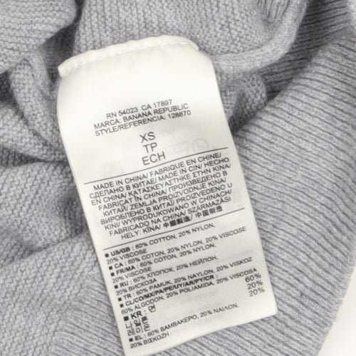 Banana Republic Women Grey XS Boat Neck Cotton Jumper