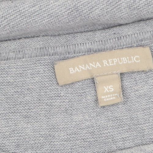 Banana Republic Women Grey XS Boat Neck Cotton Jumper