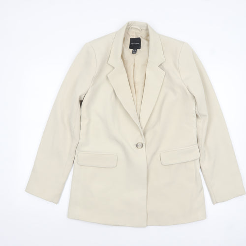 New Look Women Beige Single-Breasted Blazer UK 10 Lined Classic Style