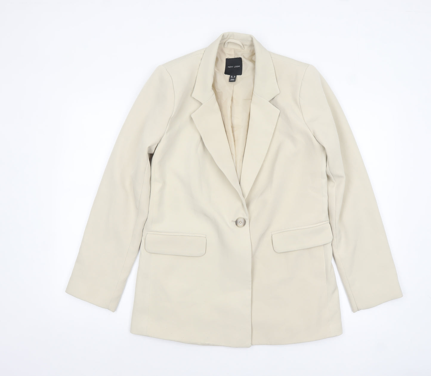 New Look Women Beige Single-Breasted Blazer UK 10 Lined Classic Style