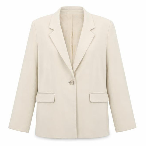 New Look Women Beige Single-Breasted Blazer UK 10 Lined Classic Style