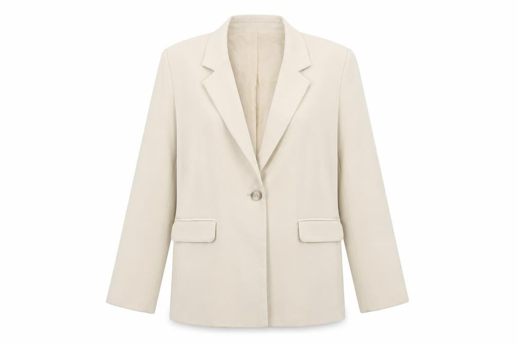 New Look Women Beige Single-Breasted Blazer UK 10 Lined Classic Style