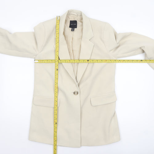 New Look Women Beige Single-Breasted Blazer UK 10 Lined Classic Style