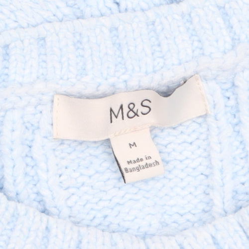 Marks and Spencer Women’s Blue Cable Knit Jumper Size M