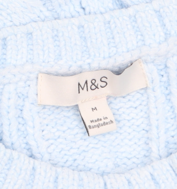 Marks and Spencer Women’s Blue Cable Knit Jumper Size M