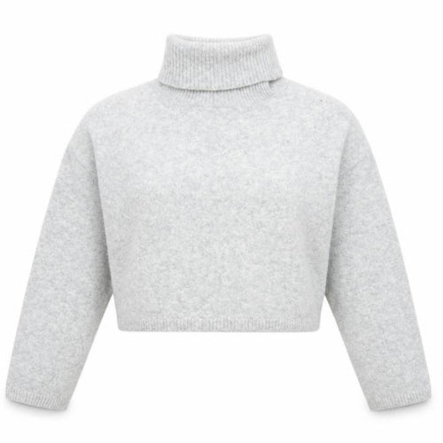 Bershka Women Grey Roll Neck Long Sleeve Knit Jumper Size M