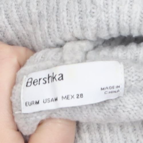 Bershka Women Grey Roll Neck Long Sleeve Knit Jumper Size M