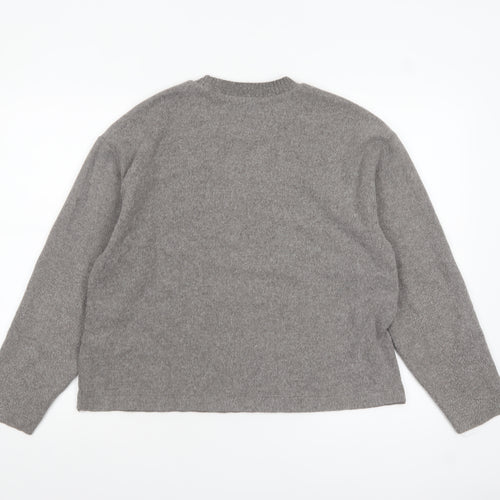 ZARA Women’s Grey Wool Blend Crew Neck Pullover Jumper Size 12