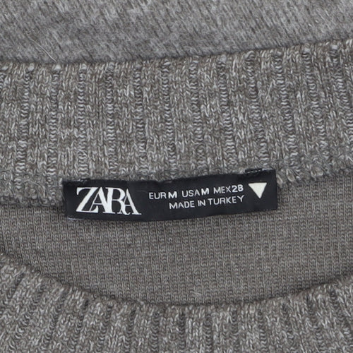 ZARA Women’s Grey Wool Blend Crew Neck Pullover Jumper Size 12