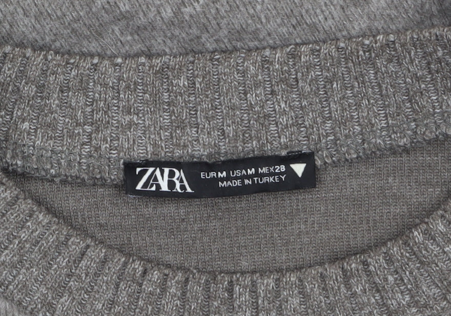 ZARA Women’s Grey Wool Blend Crew Neck Pullover Jumper Size 12