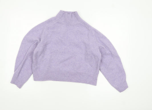 Whistles Women's Lilac Wool Mock Neck Jumper Size M