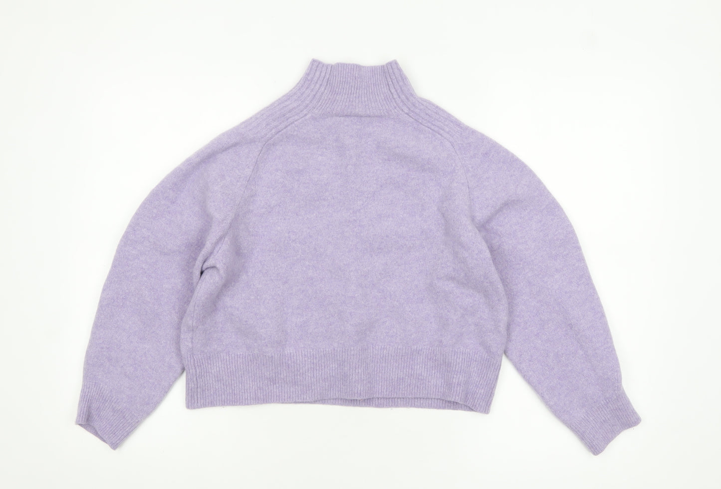 Whistles Women's Lilac Wool Mock Neck Jumper Size M