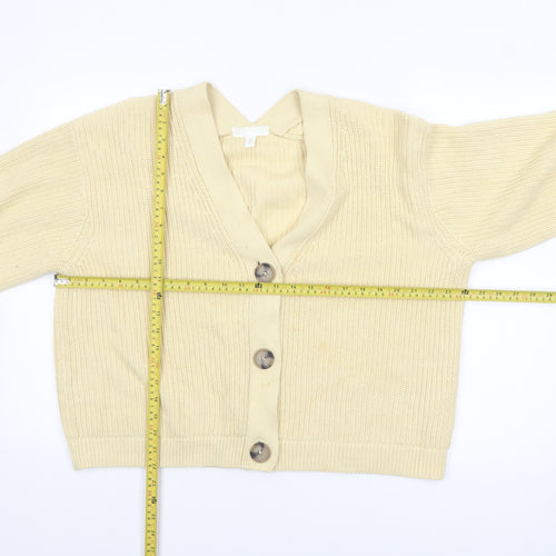 H&M Womens Beige Long Sleeve V-Neck Button Knit Cardigan L