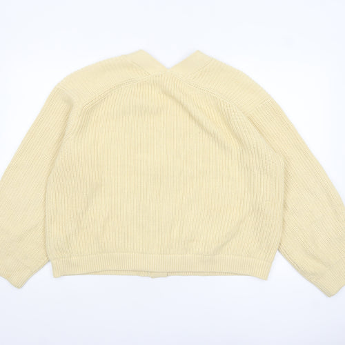 H&M Womens Beige Long Sleeve V-Neck Button Knit Cardigan L