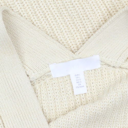 H&M Womens Beige Long Sleeve V-Neck Button Knit Cardigan L