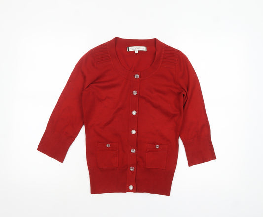 Principles Petite Red 3/4 Sleeve Cardigan Women’s Size 8