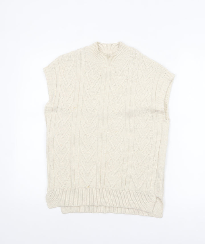 Next Girls Ivory Sleeveless Cable Knit Vest Jumper 11 Years Acrylic Blend
