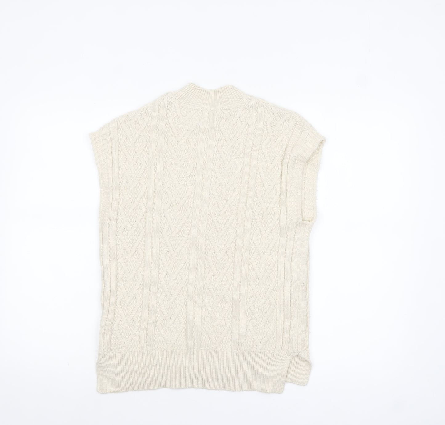 Next Girls Ivory Sleeveless Cable Knit Vest Jumper 11 Years Acrylic Blend