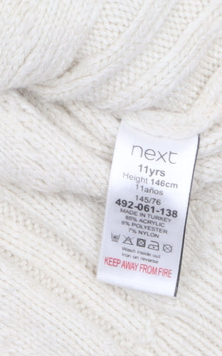 Next Girls Ivory Sleeveless Cable Knit Vest Jumper 11 Years Acrylic Blend