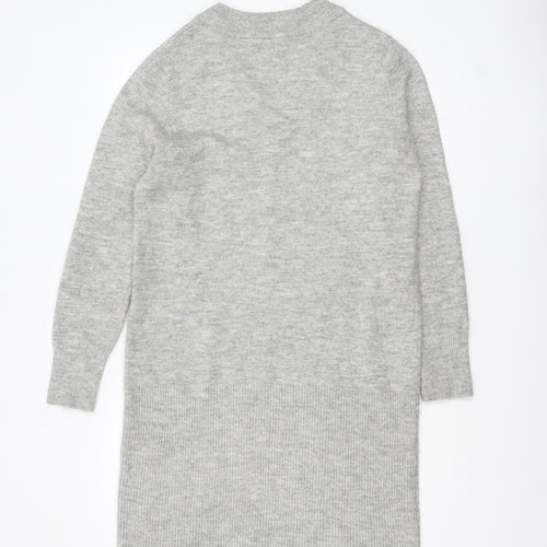 Tu Women’s Grey Knit V-Neck Long Sleeve Jumper Dress Size 12