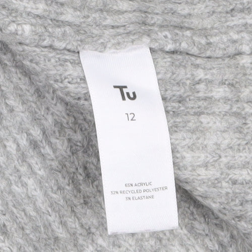 Tu Women’s Grey Knit V-Neck Long Sleeve Jumper Dress Size 12