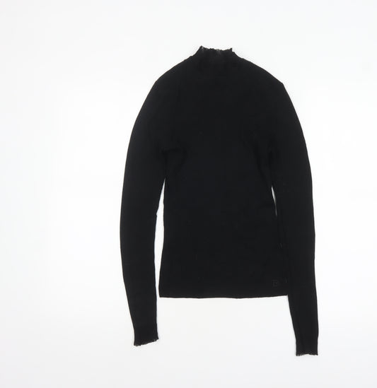 Ted Baker Women's Black Mock Neck Long Sleeve Slim Fit Jumper Size S