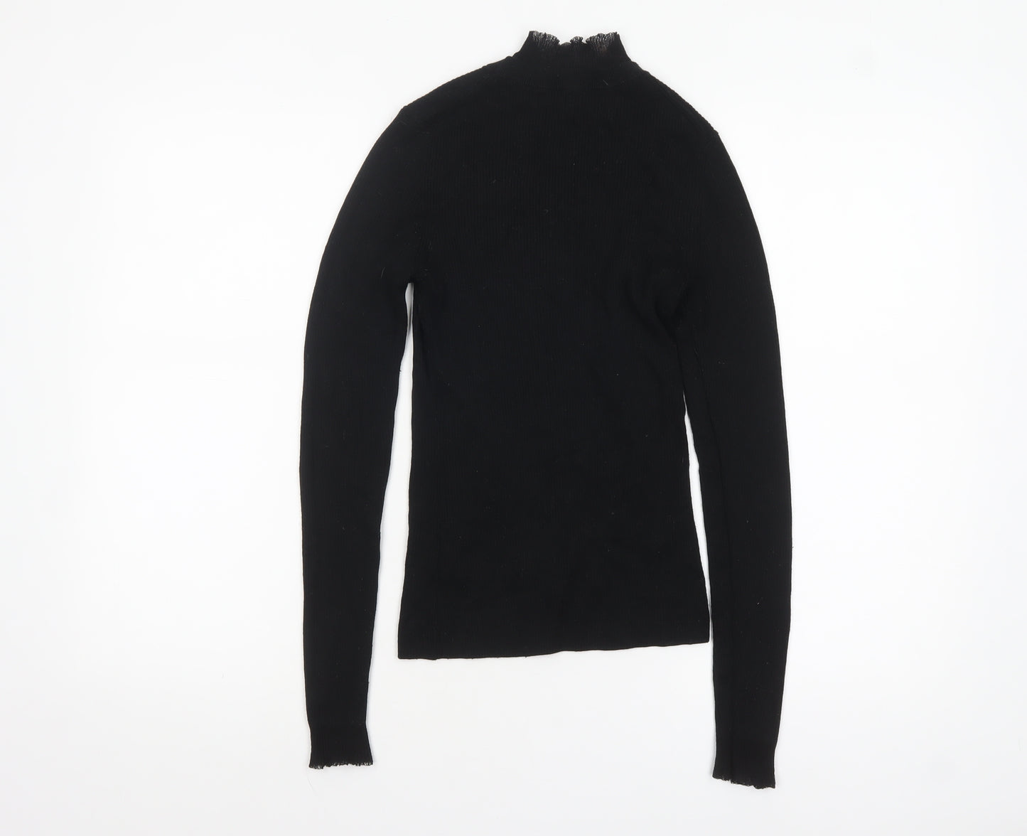 Ted Baker Women's Black Mock Neck Long Sleeve Slim Fit Jumper Size S