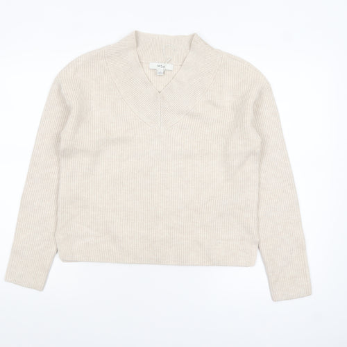 Marks and Spencer Womens Beige V-Neck Knit Jumper Small