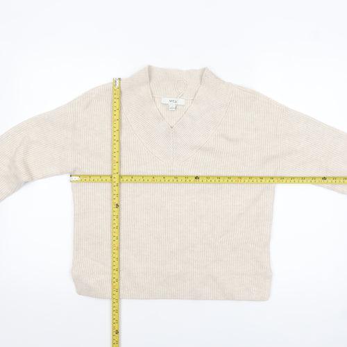 Marks and Spencer Womens Beige V-Neck Knit Jumper Small