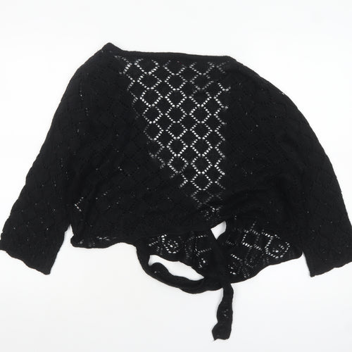 Papaya Women Black Size 18 Wrap Knit Acrylic Cardigan