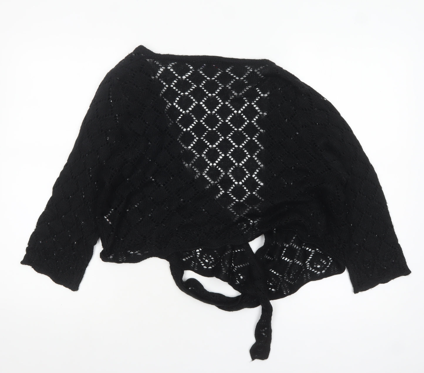 Papaya Women Black Size 18 Wrap Knit Acrylic Cardigan