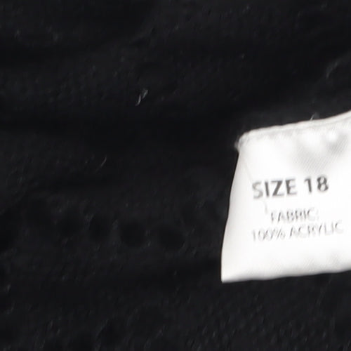 Papaya Women Black Size 18 Wrap Knit Acrylic Cardigan