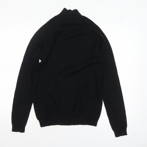 ASOS Women Black Merino Wool Mock Neck Zip Pullover Jumper S