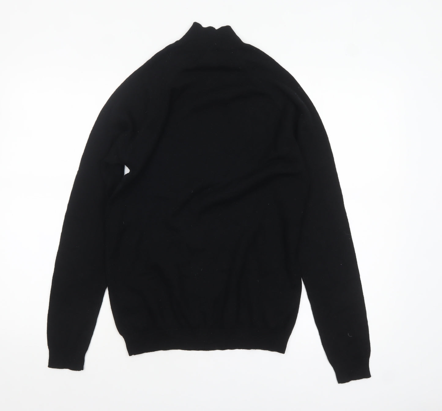 ASOS Women Black Merino Wool Mock Neck Zip Pullover Jumper S