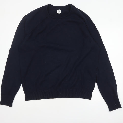 GAP Men's Navy Blue XL Crew Neck Wool Cotton Pullover Jumper