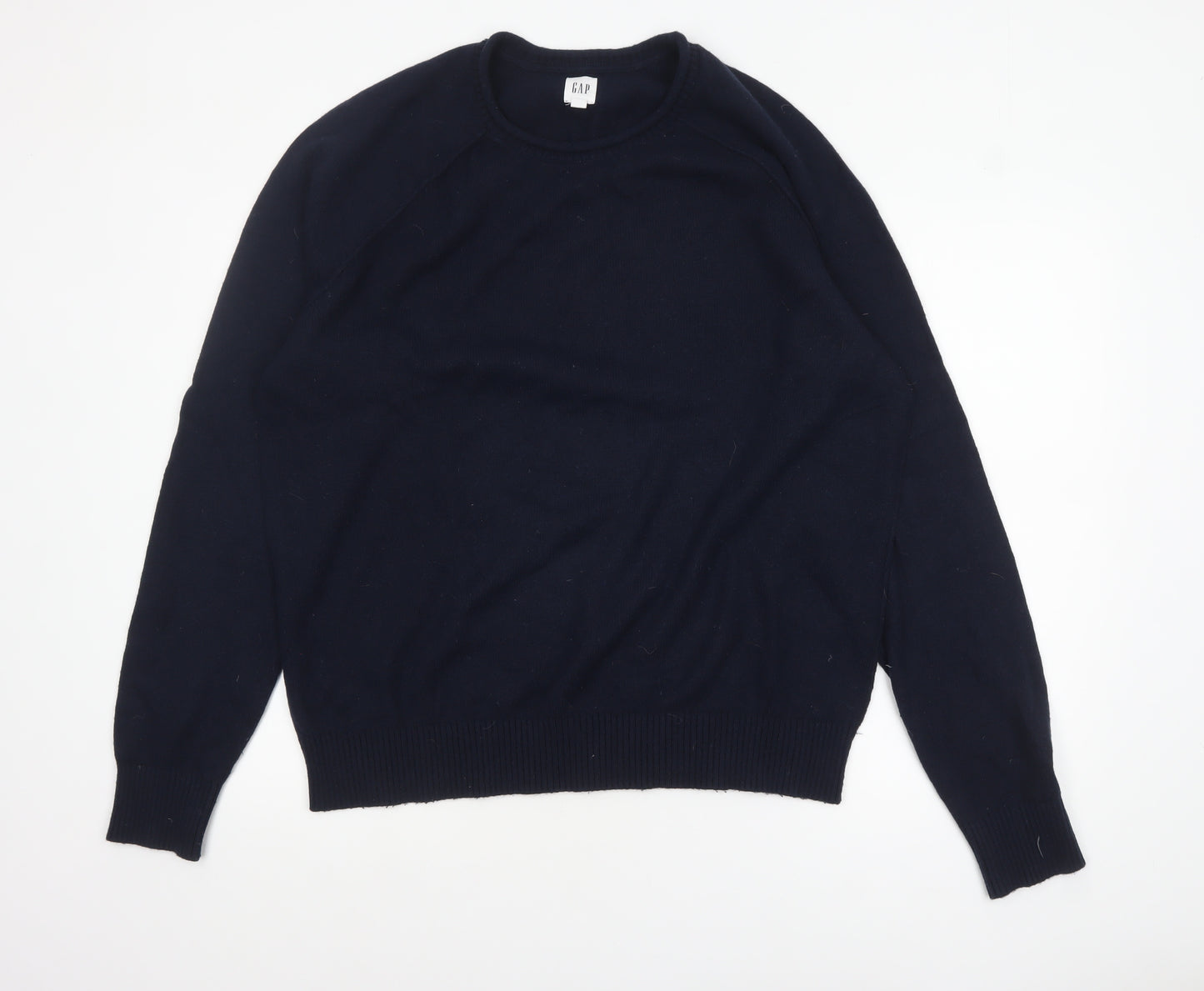 GAP Men's Navy Blue XL Crew Neck Wool Cotton Pullover Jumper