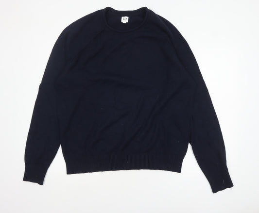 GAP Men's Navy Blue XL Crew Neck Wool Cotton Pullover Jumper