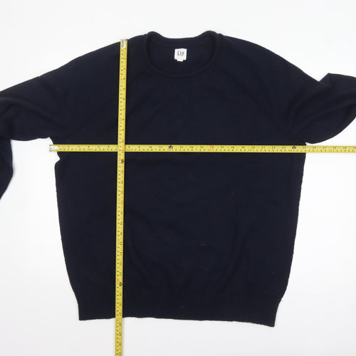 GAP Men's Navy Blue XL Crew Neck Wool Cotton Pullover Jumper